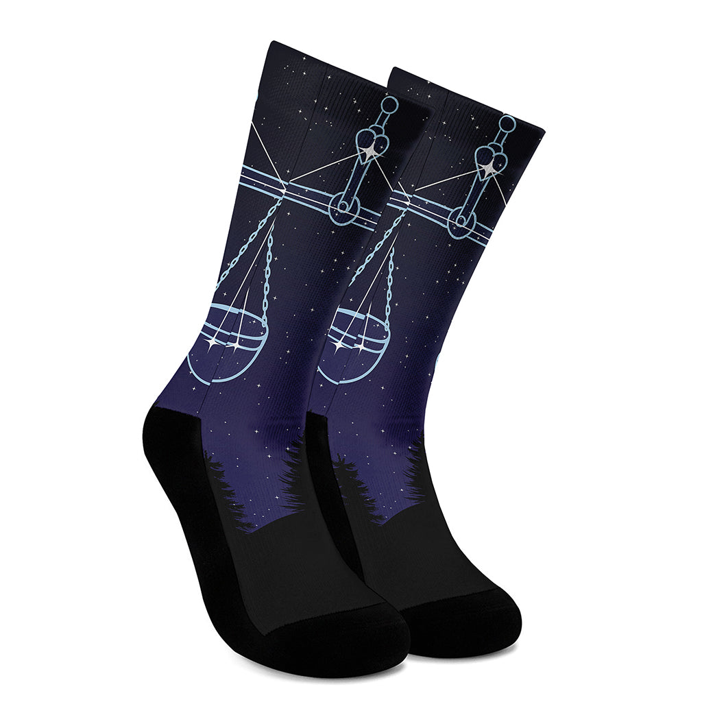 Libra Constellation Print Crew Socks