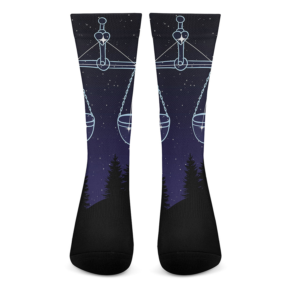 Libra Constellation Print Crew Socks