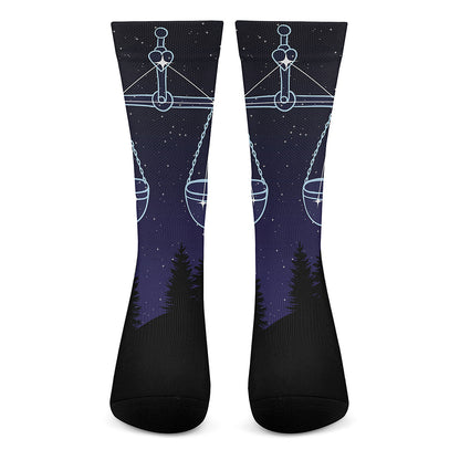 Libra Constellation Print Crew Socks