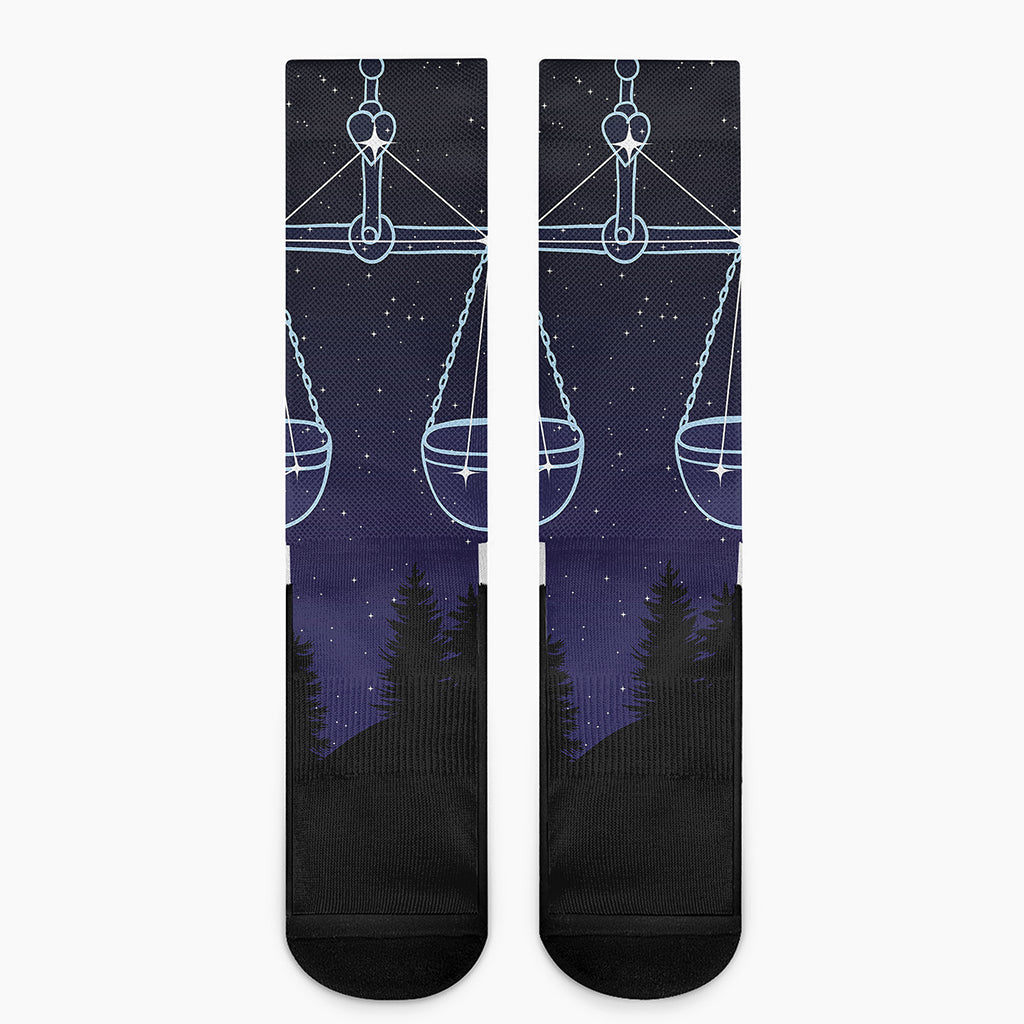 Libra Constellation Print Crew Socks