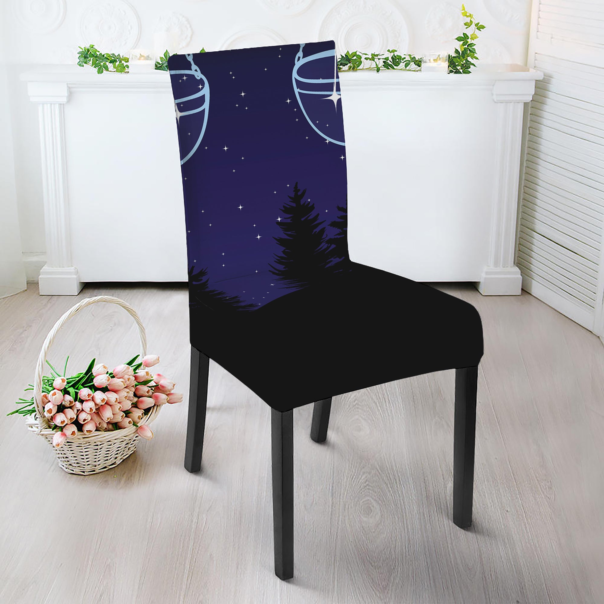 Libra Constellation Print Dining Chair Slipcover