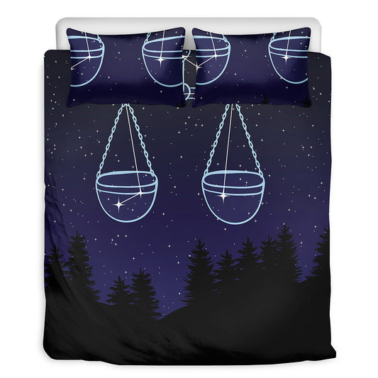 Libra Constellation Print Duvet Cover Bedding Set