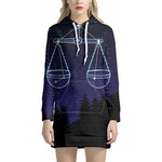 Libra Constellation Print Pullover Hoodie Dress
