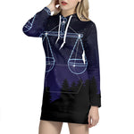 Libra Constellation Print Pullover Hoodie Dress