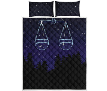Libra Constellation Print Quilt Bed Set