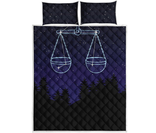 Libra Constellation Print Quilt Bed Set