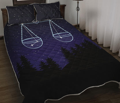 Libra Constellation Print Quilt Bed Set