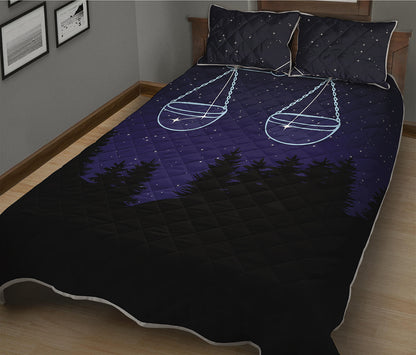 Libra Constellation Print Quilt Bed Set
