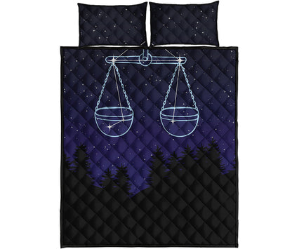 Libra Constellation Print Quilt Bed Set