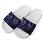 Libra Constellation Print White Slide Sandals
