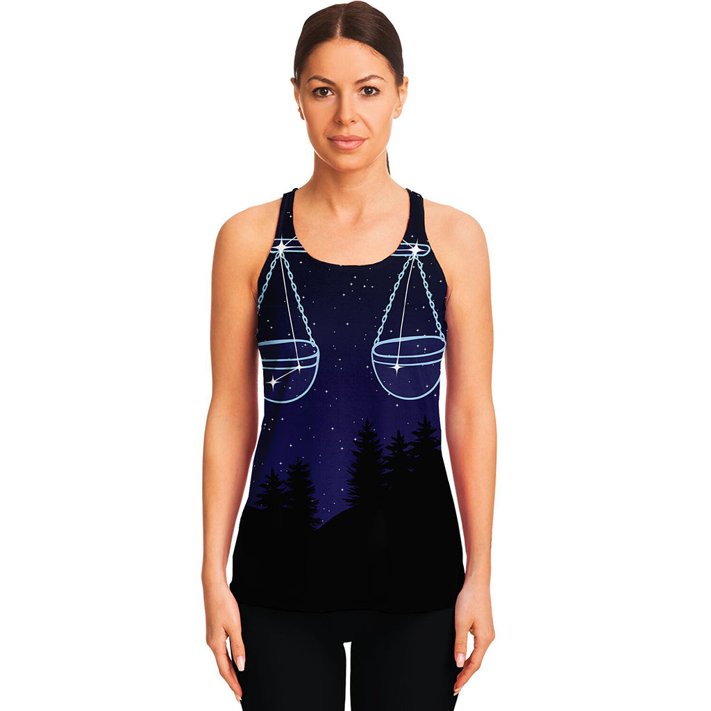 Libra Constellation Print Women's Racerback Tank Top