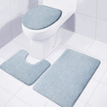 Light Blue Denim Jeans Print 3 Piece Bath Mat Set