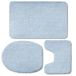 Light Blue Denim Jeans Print 3 Piece Bath Mat Set