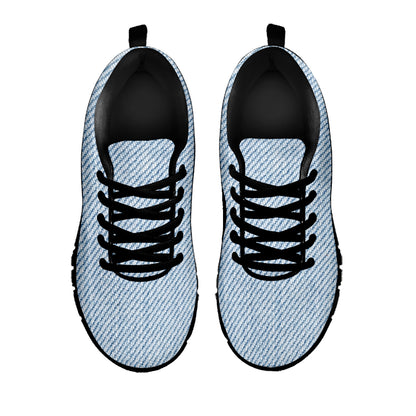 Light Blue Denim Jeans Print Black Sneakers