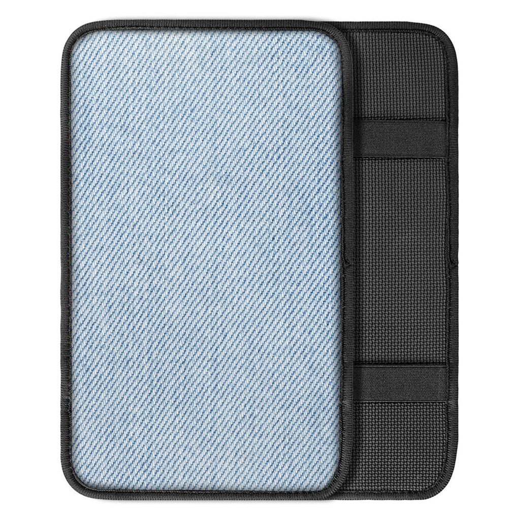 Light Blue Denim Jeans Print Car Center Console Cover