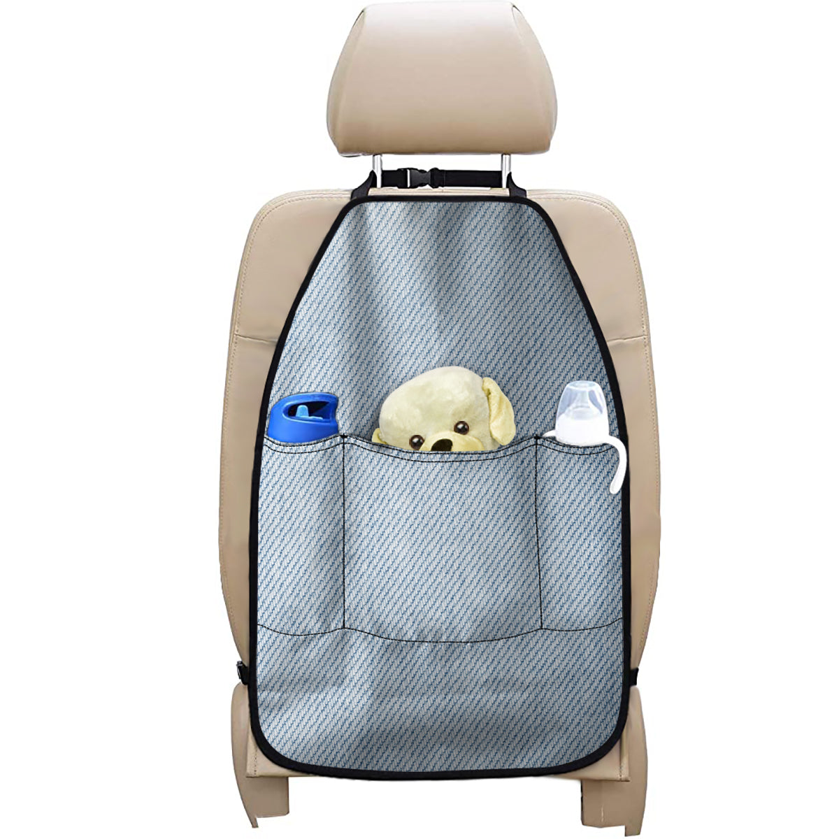 Light Blue Denim Jeans Print Car Seat Organizers