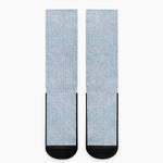 Light Blue Denim Jeans Print Crew Socks