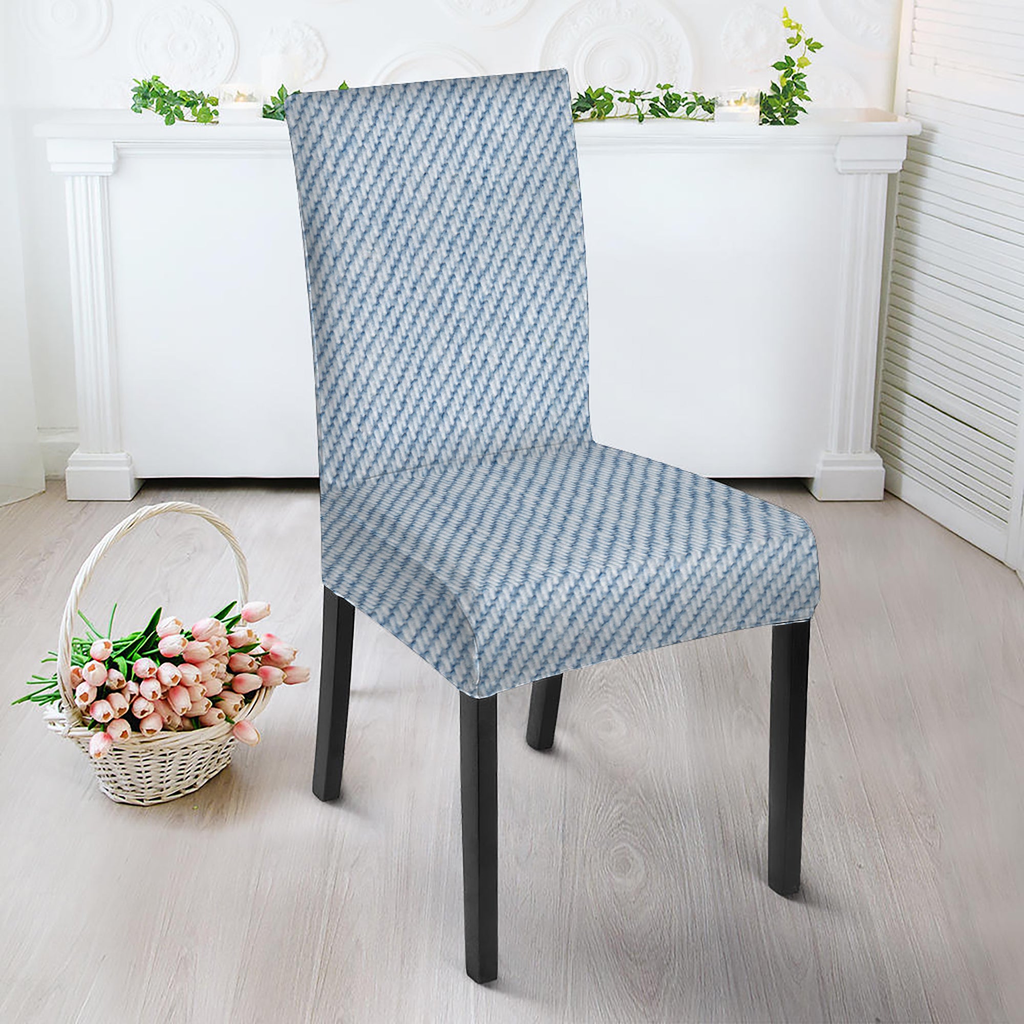 Light Blue Denim Jeans Print Dining Chair Slipcover