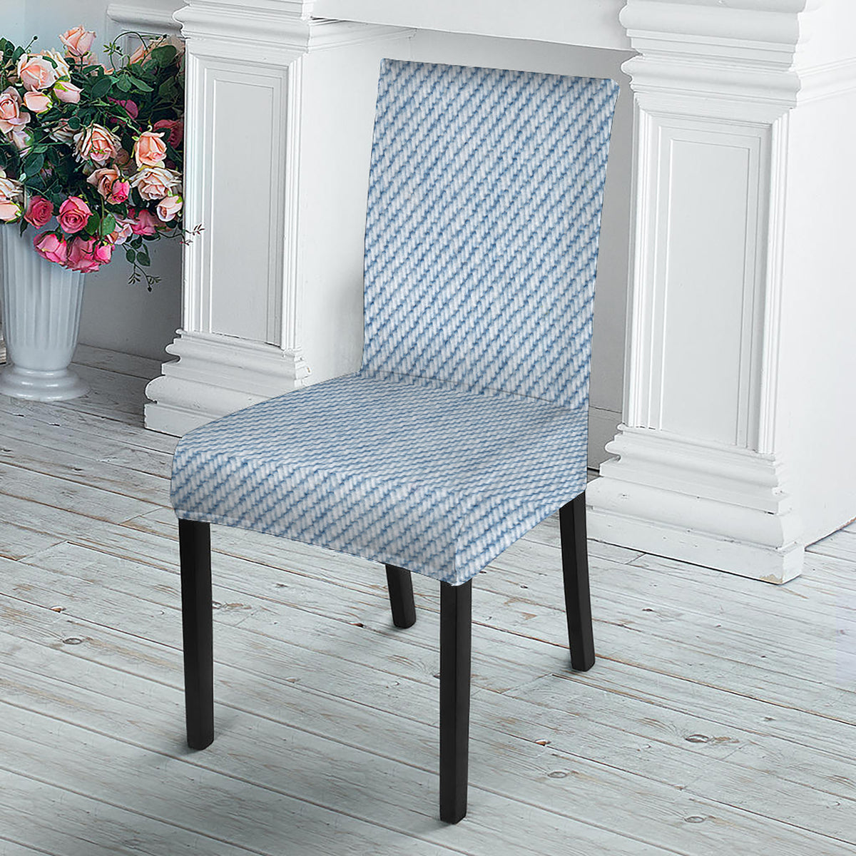 Light Blue Denim Jeans Print Dining Chair Slipcover