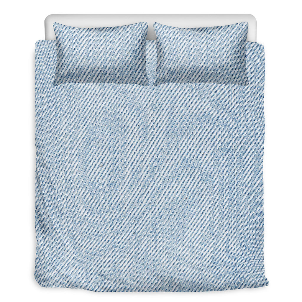 Light Blue Denim Jeans Print Duvet Cover Bedding Set