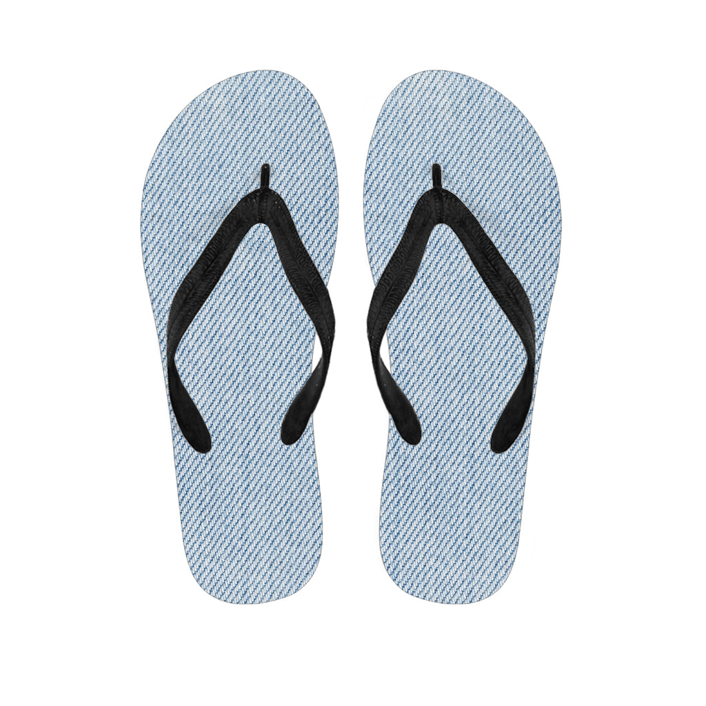 Light Blue Denim Jeans Print Flip Flops