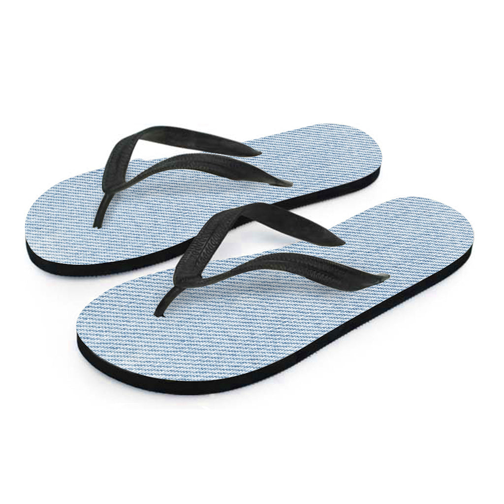 Light Blue Denim Jeans Print Flip Flops