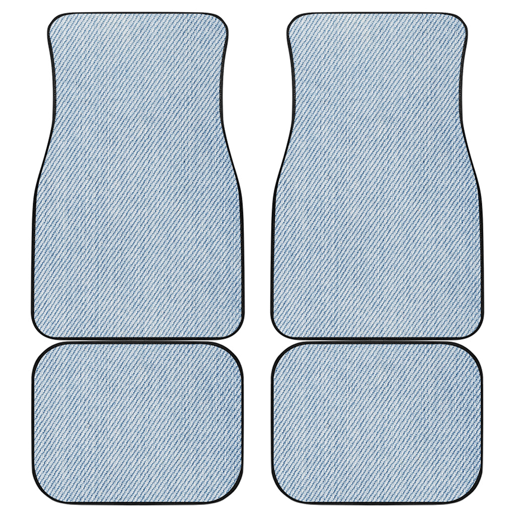 Light Blue Denim Jeans Print Front and Back Car Floor Mats