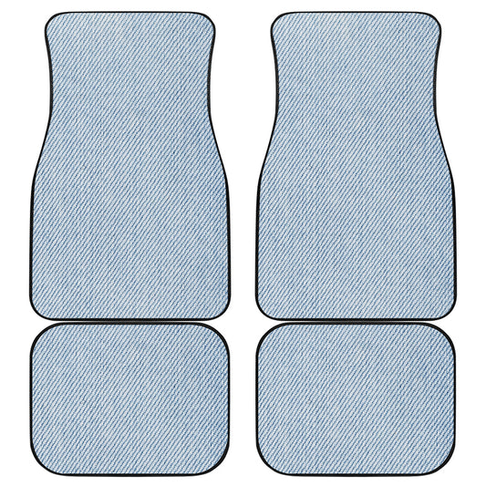 Light Blue Denim Jeans Print Front and Back Car Floor Mats