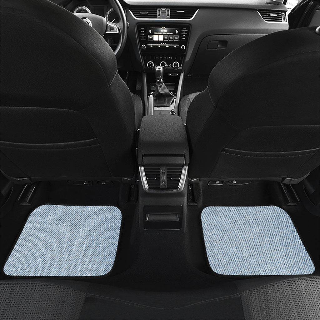 Light Blue Denim Jeans Print Front and Back Car Floor Mats
