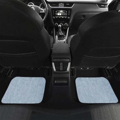 Light Blue Denim Jeans Print Front and Back Car Floor Mats