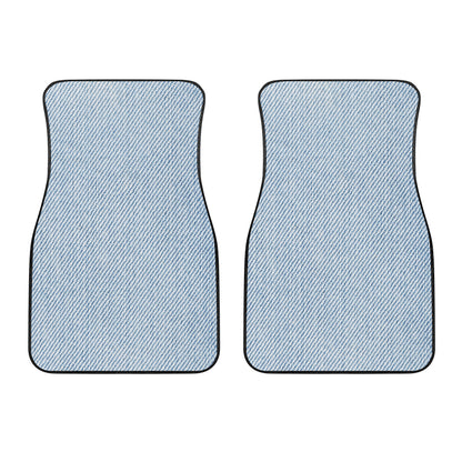 Light Blue Denim Jeans Print Front Car Floor Mats