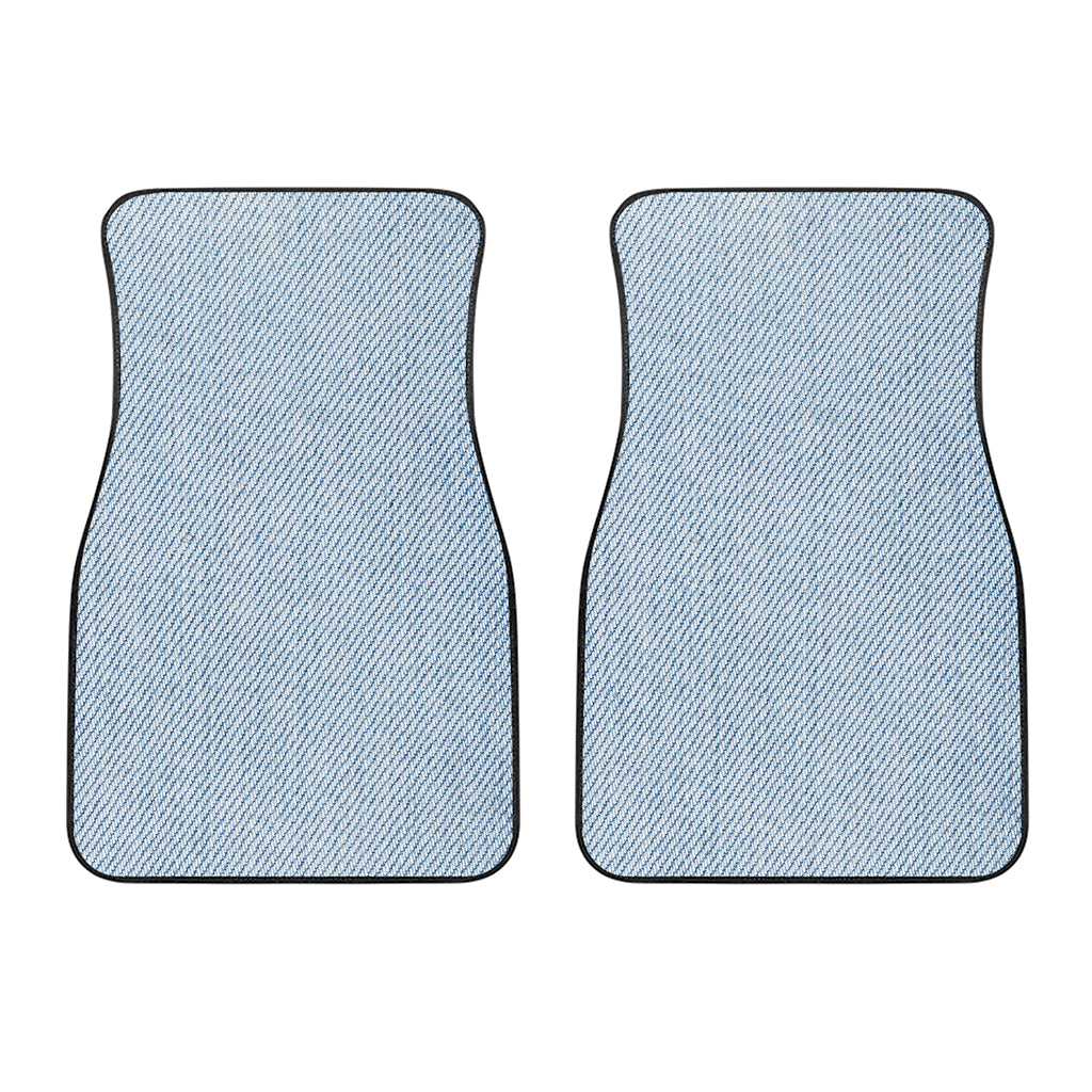 Light Blue Denim Jeans Print Front Car Floor Mats