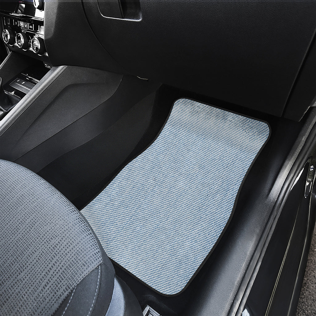 Light Blue Denim Jeans Print Front Car Floor Mats