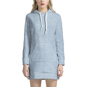 Light Blue Denim Jeans Print Hoodie Dress