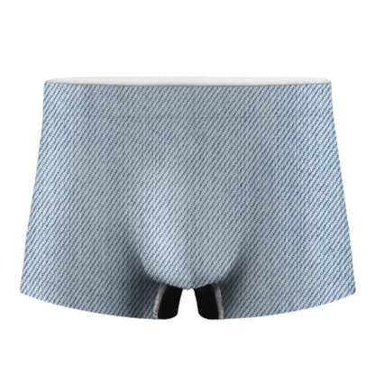 Light Blue Denim Jeans Print Men's Boxer Briefs