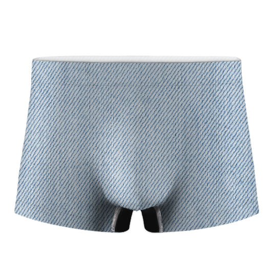 Light Blue Denim Jeans Print Men's Boxer Briefs