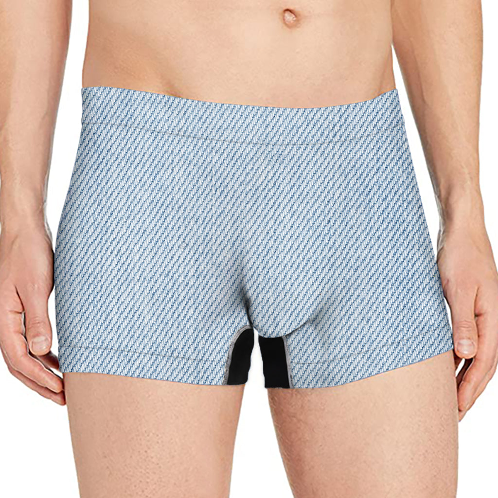 Light Blue Denim Jeans Print Men's Boxer Briefs