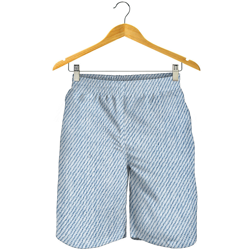 Light Blue Denim Jeans Print Men's Shorts