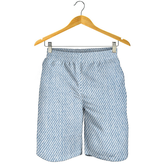 Light Blue Denim Jeans Print Men's Shorts