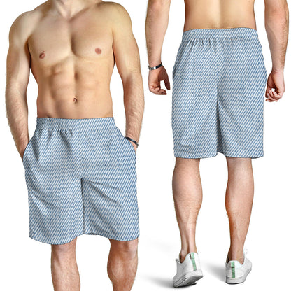 Light Blue Denim Jeans Print Men's Shorts