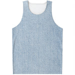 Light Blue Denim Jeans Print Men's Tank Top