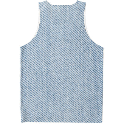 Light Blue Denim Jeans Print Men's Tank Top