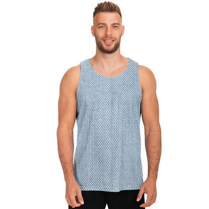 Light Blue Denim Jeans Print Men's Tank Top