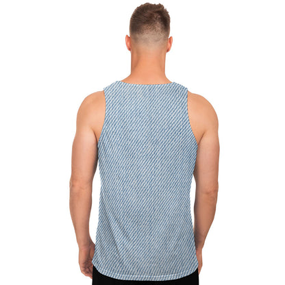 Light Blue Denim Jeans Print Men's Tank Top