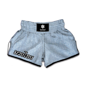 Light Blue Denim Jeans Print Muay Thai Boxing Shorts