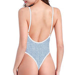 Light Blue Denim Jeans Print One Piece High Cut Swimsuit