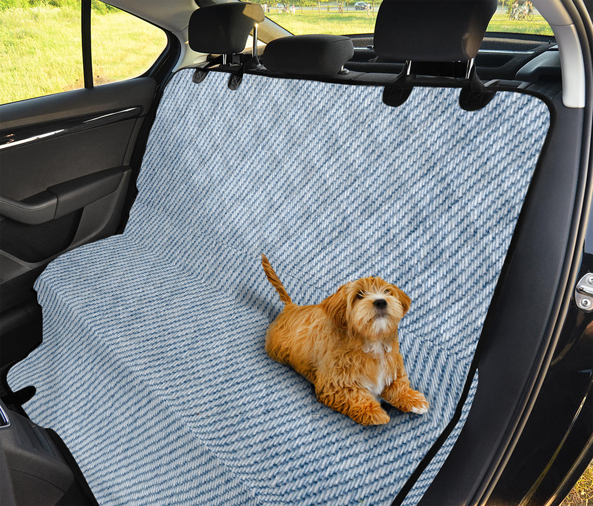 Light Blue Denim Jeans Print Pet Car Back Seat Cover