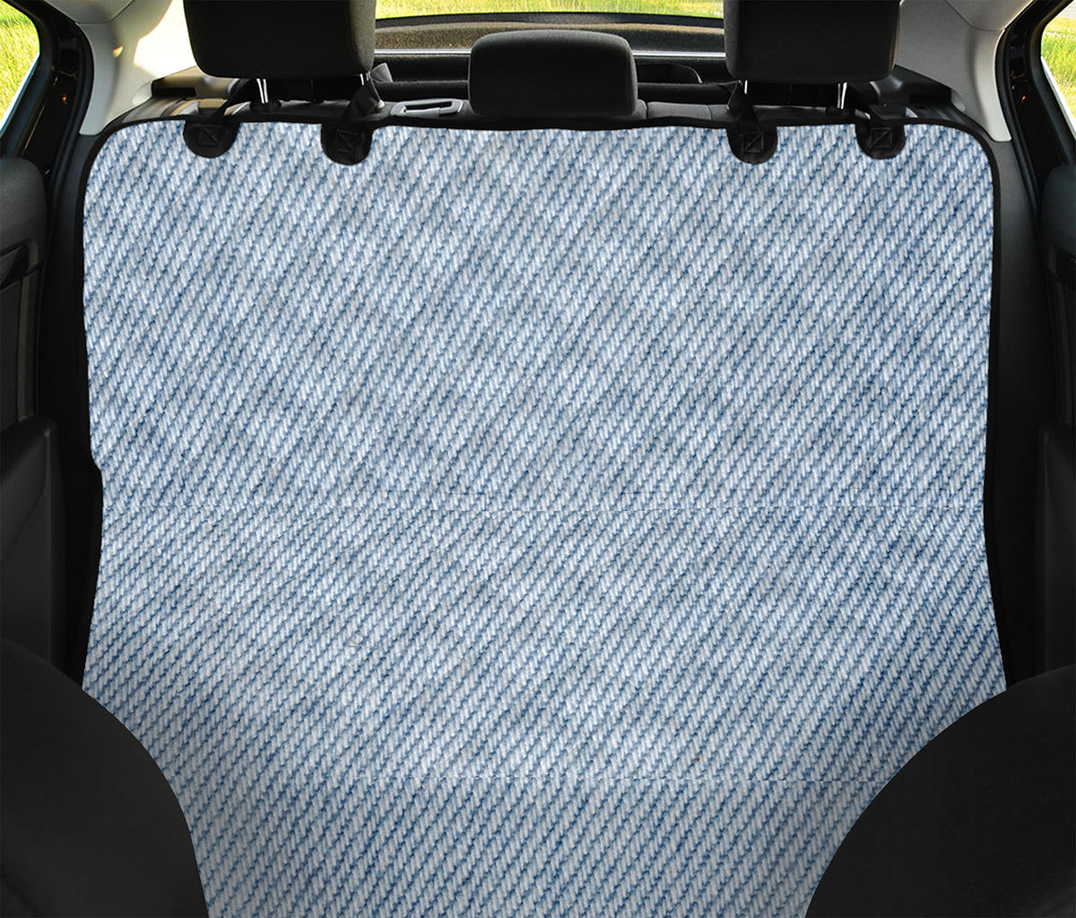 Light Blue Denim Jeans Print Pet Car Back Seat Cover