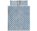 Light Blue Denim Jeans Print Quilt Bed Set