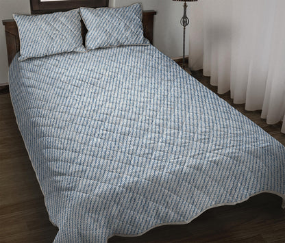 Light Blue Denim Jeans Print Quilt Bed Set